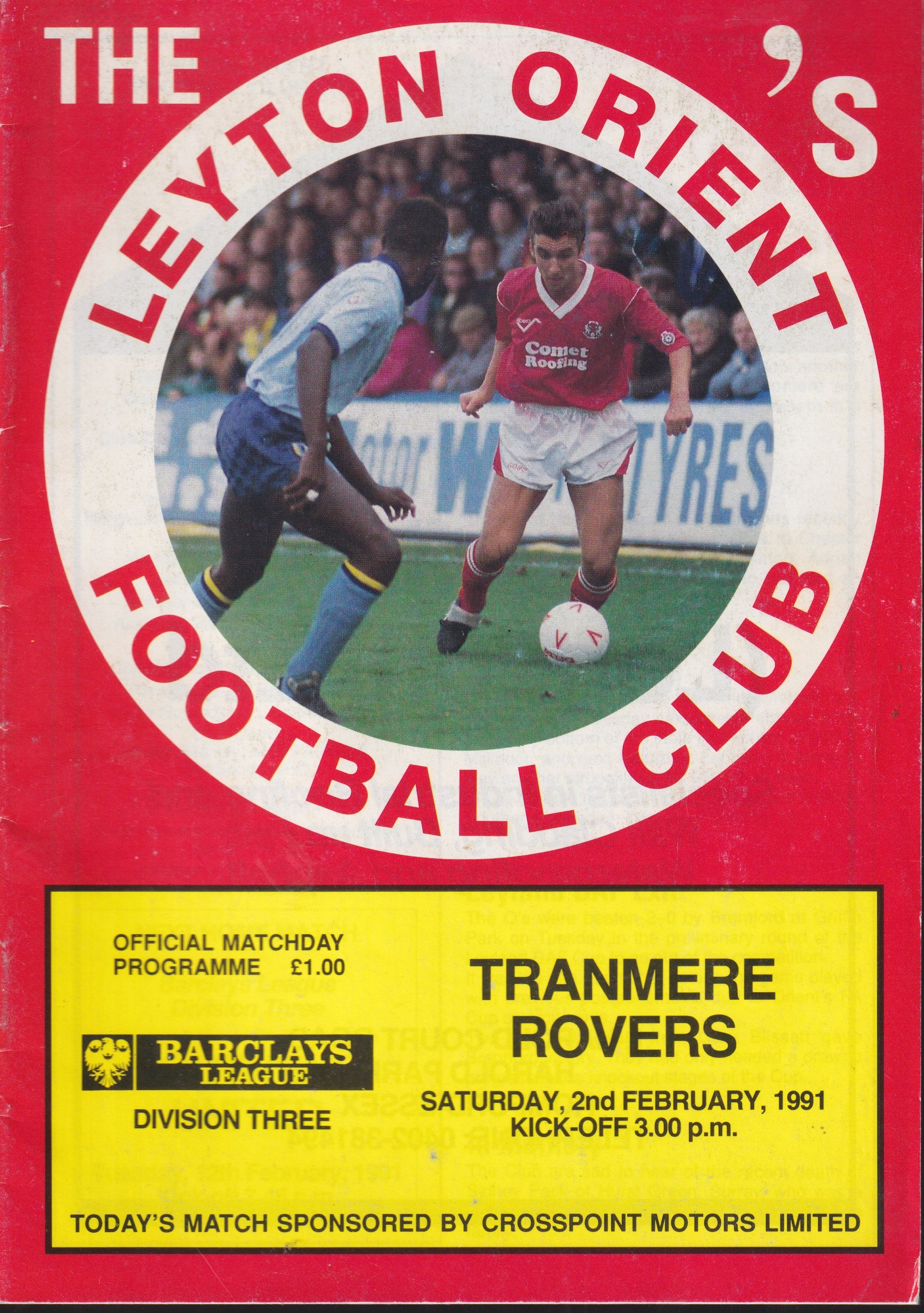 Leyton Orient v Tranmere Rovers match programme